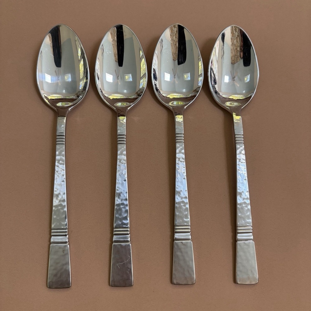 Set of 4 Gorham Baluster Stainless Steel Teaspoons 6 1/4" Hammered 18/8 Flatware